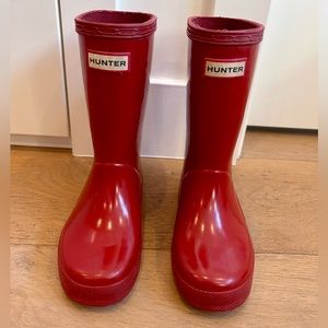 Kids Hunter Boots Glossy Red size 11
